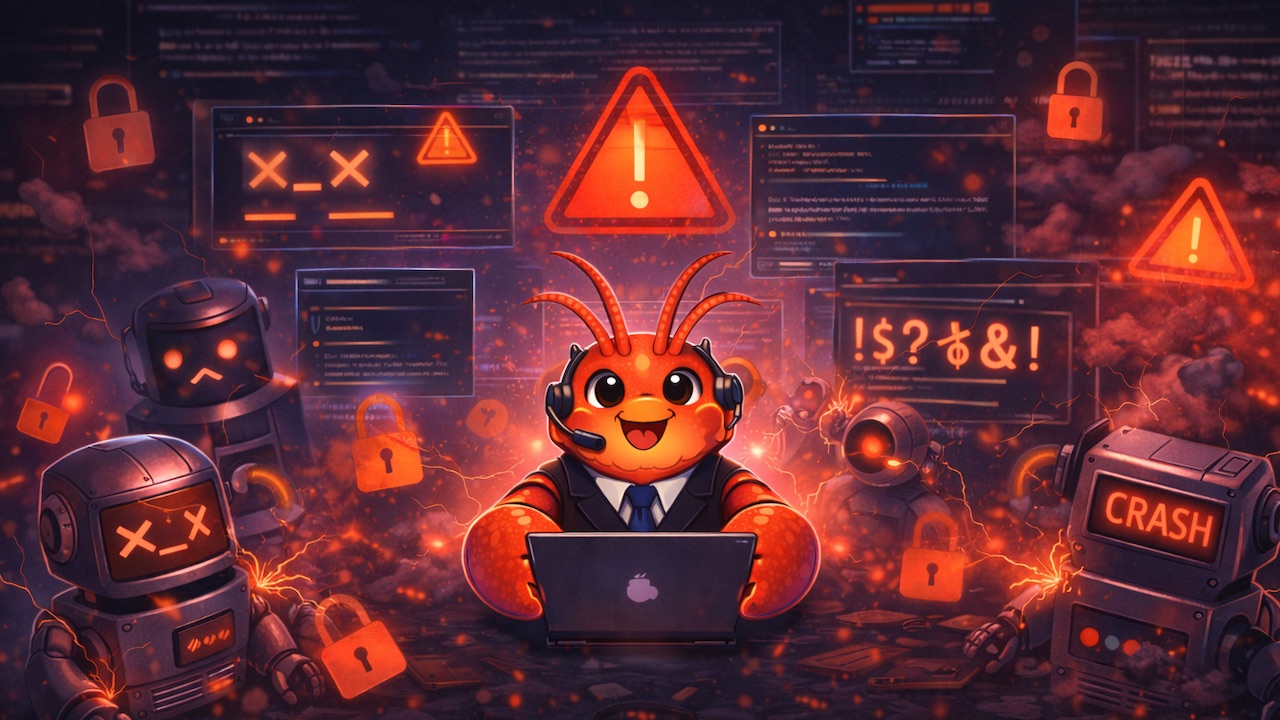 OpenClaw agent in-between chaos of icons and error-code