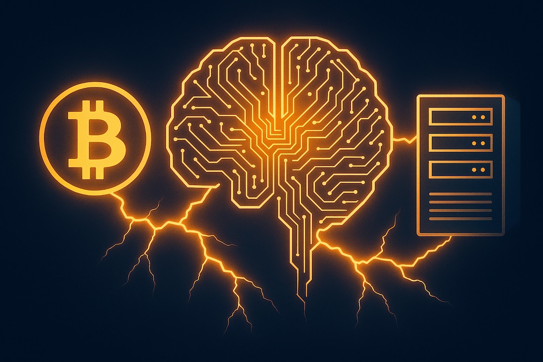 AI neural network connected to Bitcoin Lightning and server infrastructure